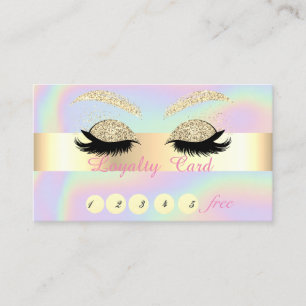 Carte de Fidélité Cils Faux Pailletés Or Holograph