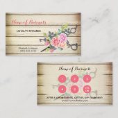 Carte De Fidélité Ciseaux de bois de charme et Loyauté du Salon Rose (Devant / Derrière)