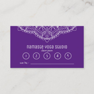 Carte De Fidélité Classe de méditation Yoga Pass Purple Handrawn Man