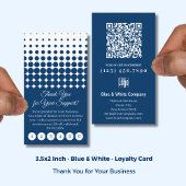 Carte De Fidélité Classic Blue & White with Logo Thank You Punch