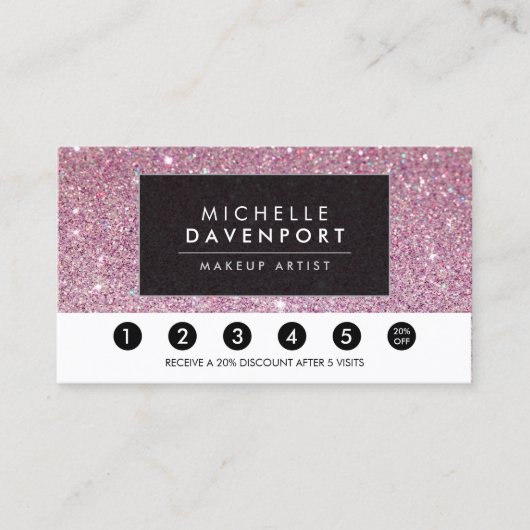 Carte De Fidélité Classic Rose Parties scintillant Salon Loyalty Pun (Devant)