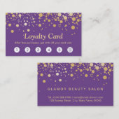 Carte de fidélité Classy Purple Gold Confetti Dots (Devant / Derrière)