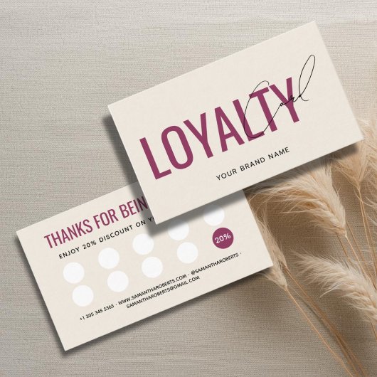 Carte De Fidélité Client beige rouge professionnel moderne