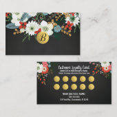 Carte de fidélité client Chic Floral Foncé Funky A (Devant / Derrière)