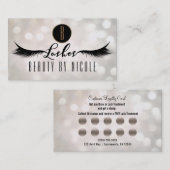 Carte de fidélité client Cils faux Bokeh blanc (Devant / Derrière)