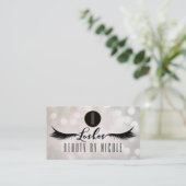 Carte de fidélité client Cils faux Bokeh blanc (Debout devant)