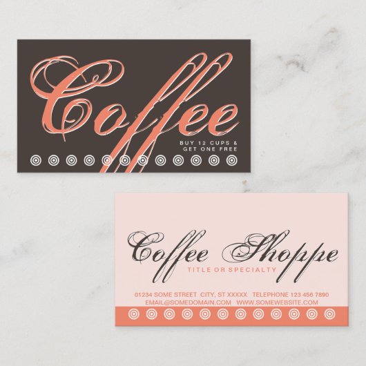 carte de fidélité client de script COFFEE (Devant / Derrière)