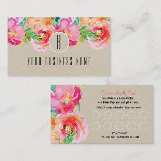 Carte de fidélité client Floral moderne (Devant / Derrière)