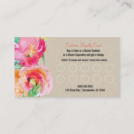 Carte de fidélité client Floral moderne (Dos)