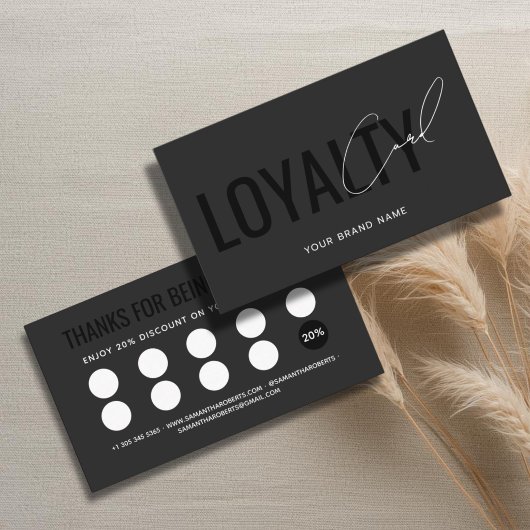 Carte De Fidélité Client moderne professionnel gris noir blanc