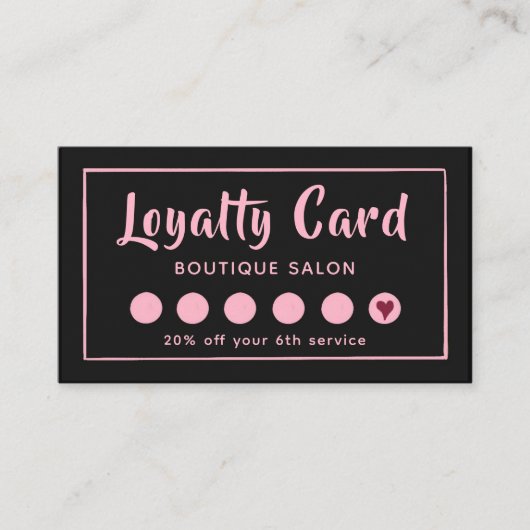 Carte De Fidélité Client rose et noir (Devant)