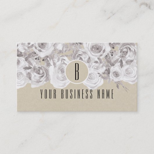 Carte de fidélité client Russe Kraft Roses blanche (Devant)