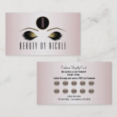 Carte de fidélité client Yeux Maquillage Rose Doré (Devant / Derrière)