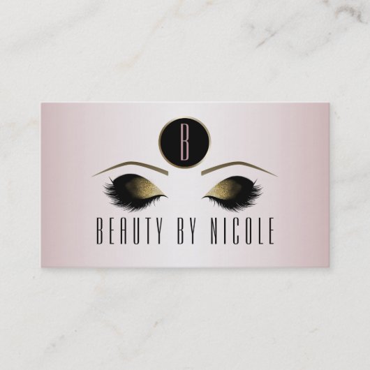 Carte de fidélité client Yeux Maquillage Rose Doré (Devant)