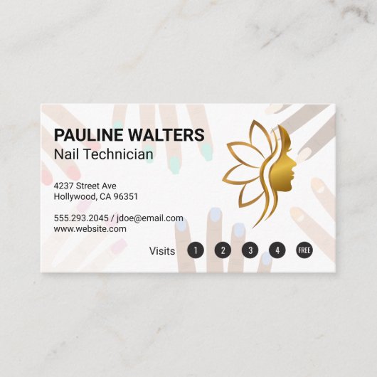 Carte De Fidélité Clou rose | Loyauté | Beauté (Devant)