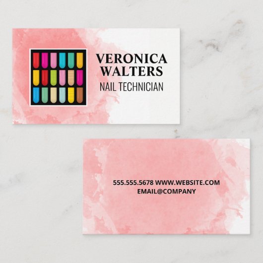 Carte De Fidélité Clous décorés | Arrière - plan aquarelle (Devant / Derrière)