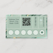Carte De Fidélité Code QR aquarelle vert sauge or (Dos)