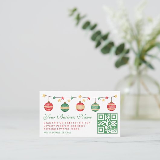 Carte De Fidélité code qr de l'écriture rouge verte de Noël (Debout devant)