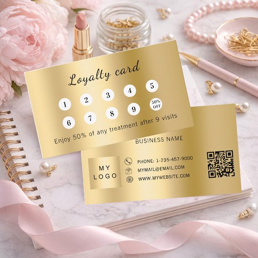 Carte De Fidélité Code QR doré logo d'entreprise
