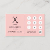 Carte De Fidélité Code QR Logo Ciseaux de Coiffeur Rose Élégant (Devant)