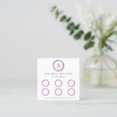 Carte De Fidélité Code QR Monogramme Moderne Rose et Violet (Debout devant)
