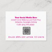 Carte De Fidélité Code QR simple pour entreprise rose et noir (Dos)