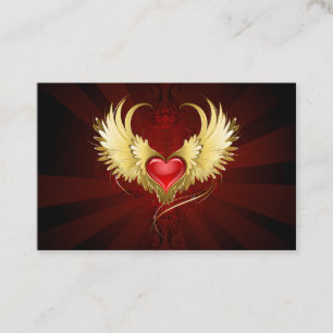 Carte De Fidélité Coeur rouge avec ailes d'or
