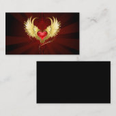Carte De Fidélité Coeur rouge avec ailes d'or (Devant / Derrière)