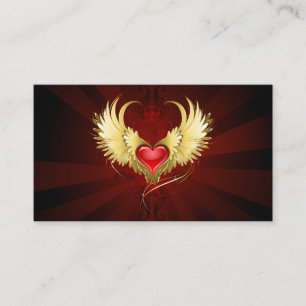 Carte De Fidélité Coeur rouge avec ailes d'or