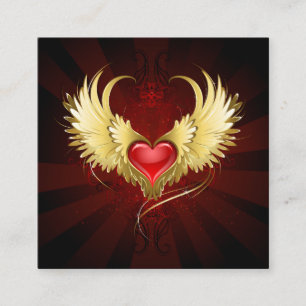 Carte De Fidélité Coeur rouge avec ailes d'or