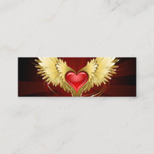 Carte De Fidélité Coeur rouge avec ailes d'or