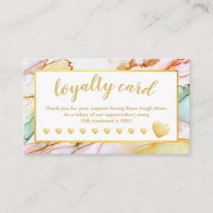 Carte De Fidélité Coeurs d'huile d'or Pastel
