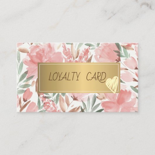 Carte De Fidélité Coeurs d'or floral élégant moderne, Cadre (Devant)