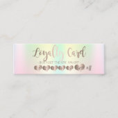 Carte De Fidélité Coeurs d'or Rose élégant, Holographie Iridescente (Devant)