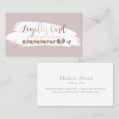 Carte De Fidélité Coeurs d'or Rose moderne, Brush Stroke Blanc (Devant / Derrière)