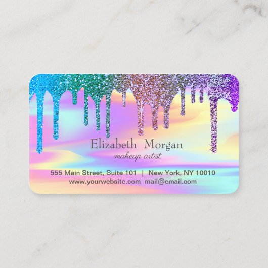 Carte De Fidélité Coeurs modernes Parties scintillant arc-en-ciel Dr (Dos)