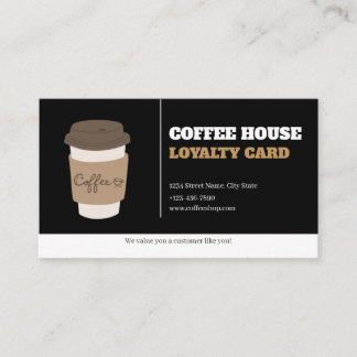 Carte De Fidélité Coffee Cups Black White Cafe Customer Loyalty Card