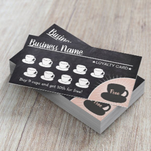 Carte De Fidélité Coffee Shop Rustic Chalkboard Loyalty Punch Card