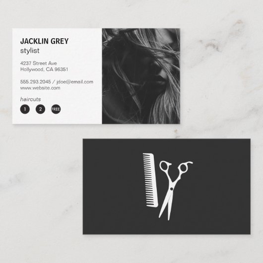 Carte De Fidélité Coiffeuse | Moderne (Devant / Derrière)