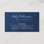 Carte De Fidélité Coiffure salon marbre aquarelle bleu argent (Dos)