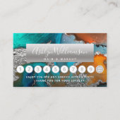 Carte De Fidélité Coiffure salon marbre aquarelle bleu argent (Devant)