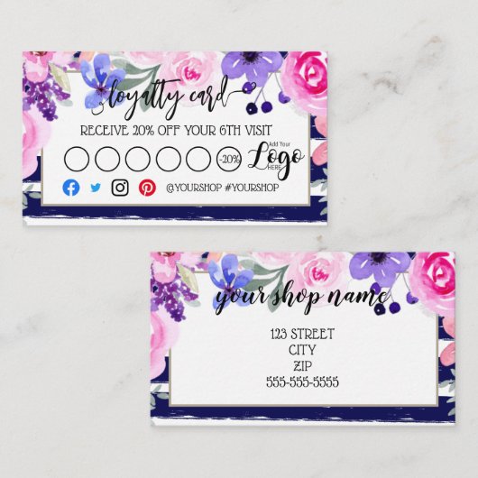 Carte de fidélité commerciale beauté de rabais mar (Devant / Derrière)