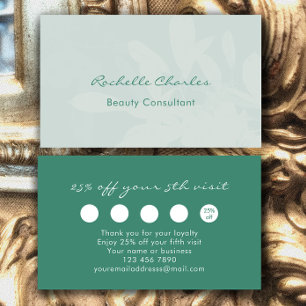 Carte De Fidélité Consultant en Beauté Élégant Moderne au Vert Eucal