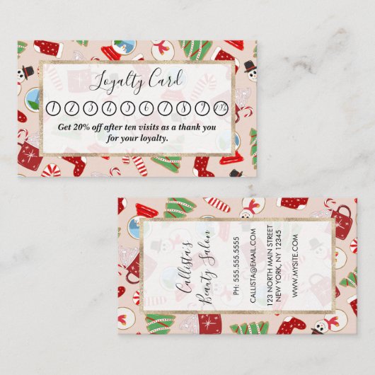 Carte De Fidélité Cookie Illustration Pattern (Devant / Derrière)