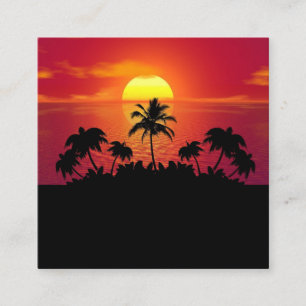 Carte De Fidélité Coucher de soleil tropical Palmiers Silhouette Pla