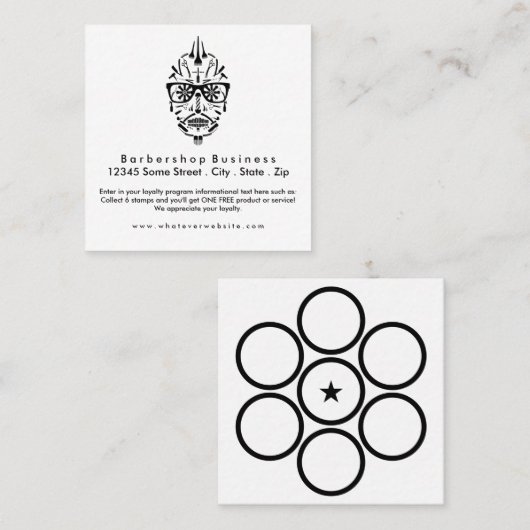 Carte De Fidélité crâne à sucre de la loyauté barbershop (Devant / Derrière)