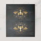 Carte De Fidélité Crâne d'oiseaux dorés sur arrière - plan noir (Extérieur déplié)