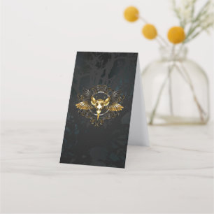 Carte De Fidélité Crâne d'oiseaux dorés sur arrière - plan noir