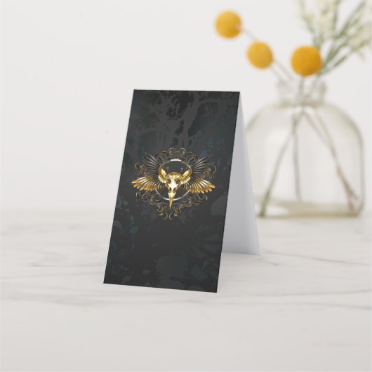 Carte De Fidélité Crâne d'oiseaux dorés sur arrière - plan noir (Dos)