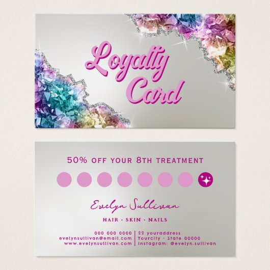 carte de fidélité cristaux iridescents (Devant & derrière)